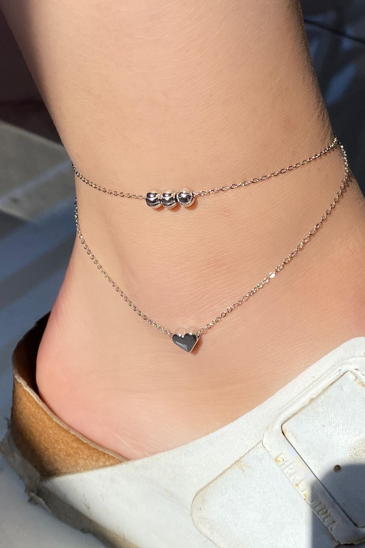 Gümüş Renk Kalp Figürlü Çelik Halhal