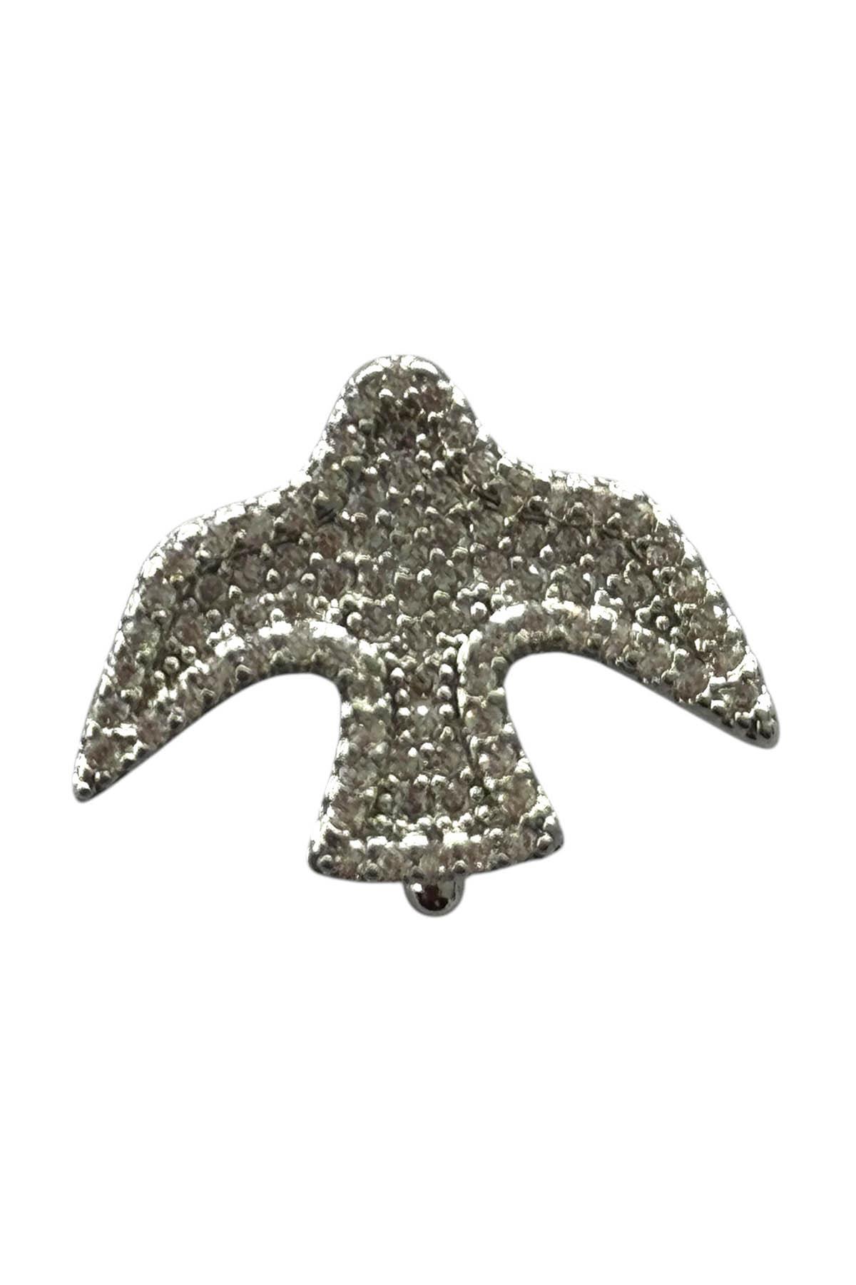 Gümüş Renk Kuş Figürlü Taş Detaylı Ajda Charm / Kolye/ Bileklik Ucu