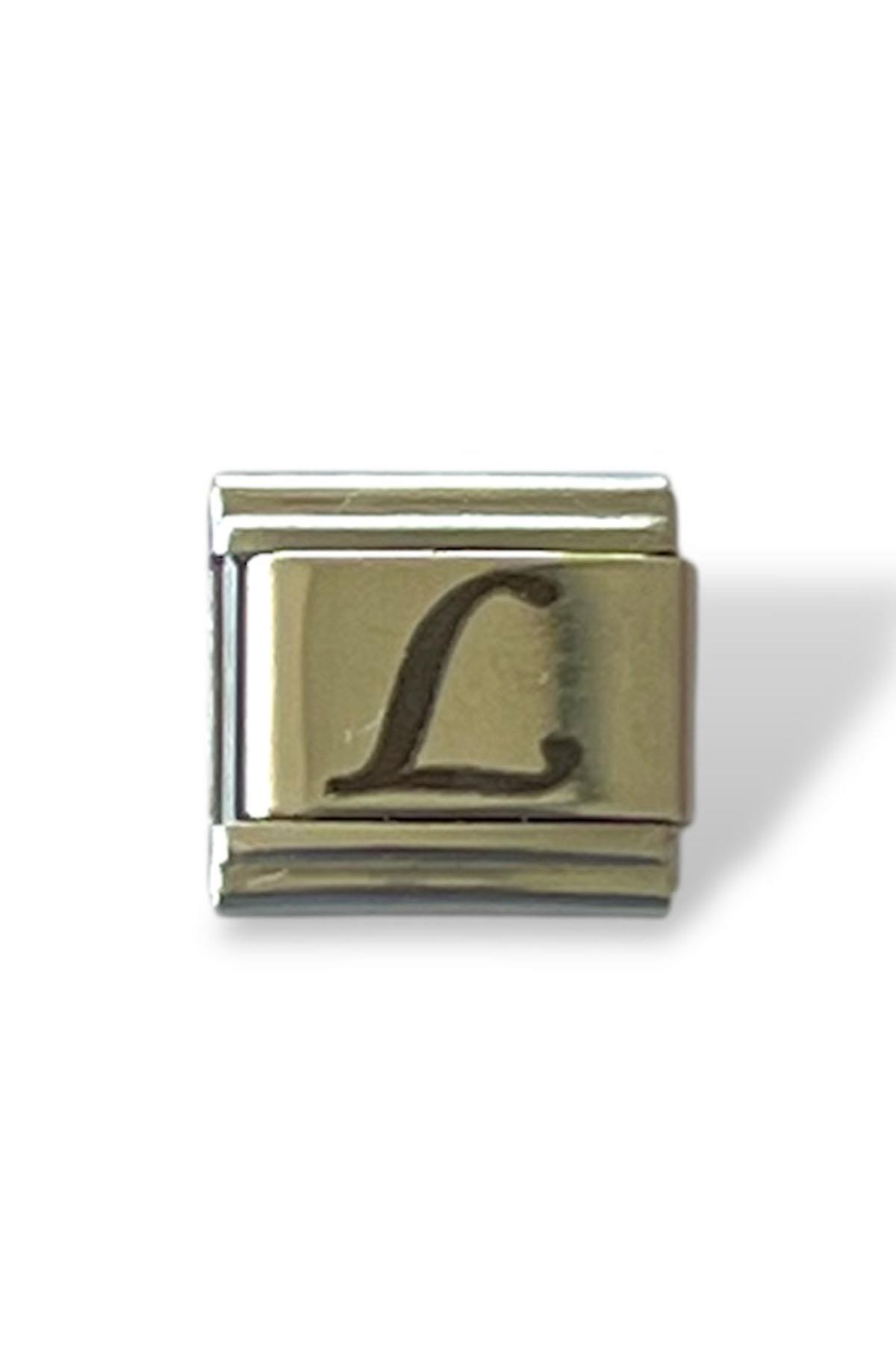 Gümüş Renk L Harf Çelik Nomination Charm (Tek)