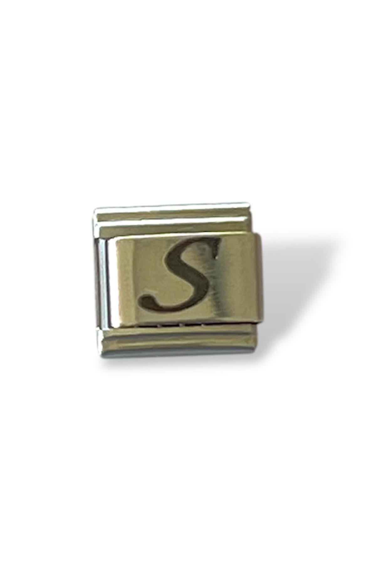Gümüş Renk S Harf Çelik Nomination Charm (Tek)