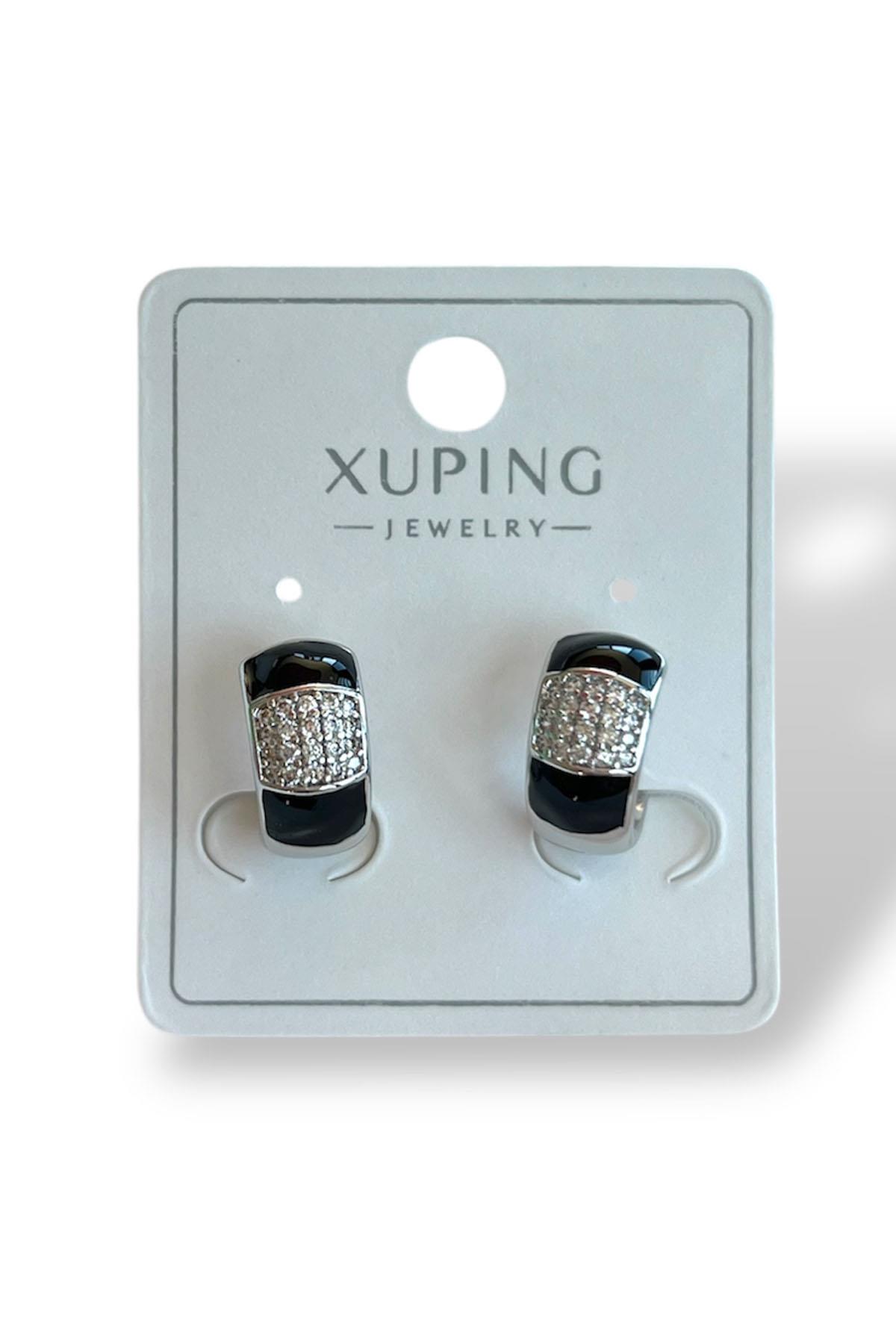 Gümüş Renk Taş Detaylı Çelik Xuping Küpe (Çift)