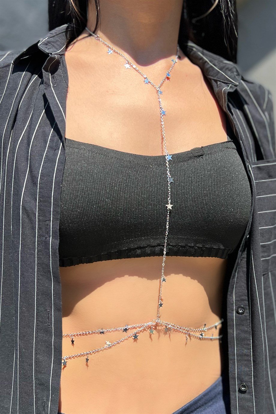Takistir Jewelry | Silver color star figure body chain / body jewelry