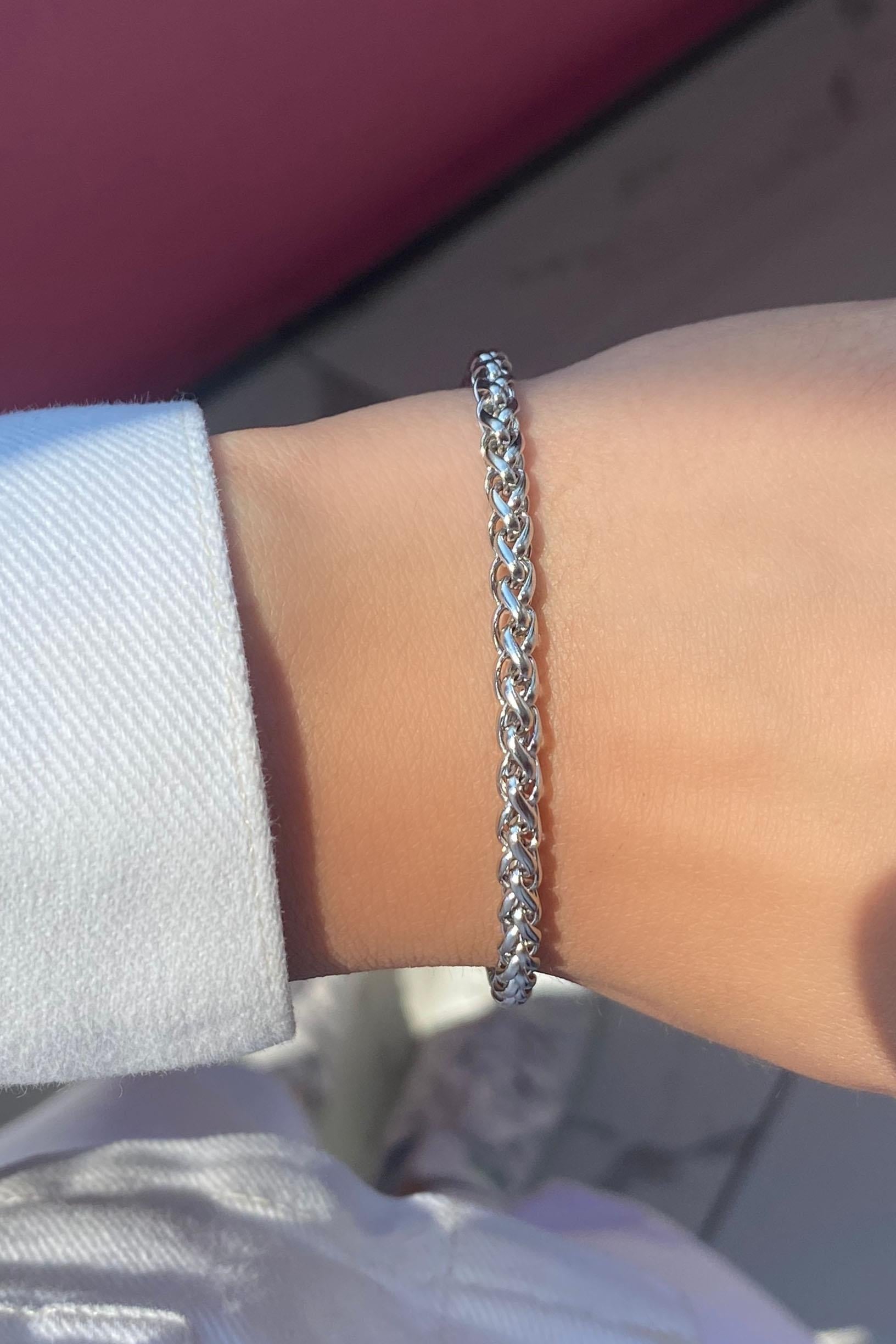Gümüş Renk Zincir Detaylı Çelik Bileklik (Unisex)