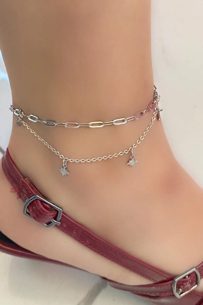 Gümüş Renk Zincir Figürlü Çelik Halhal