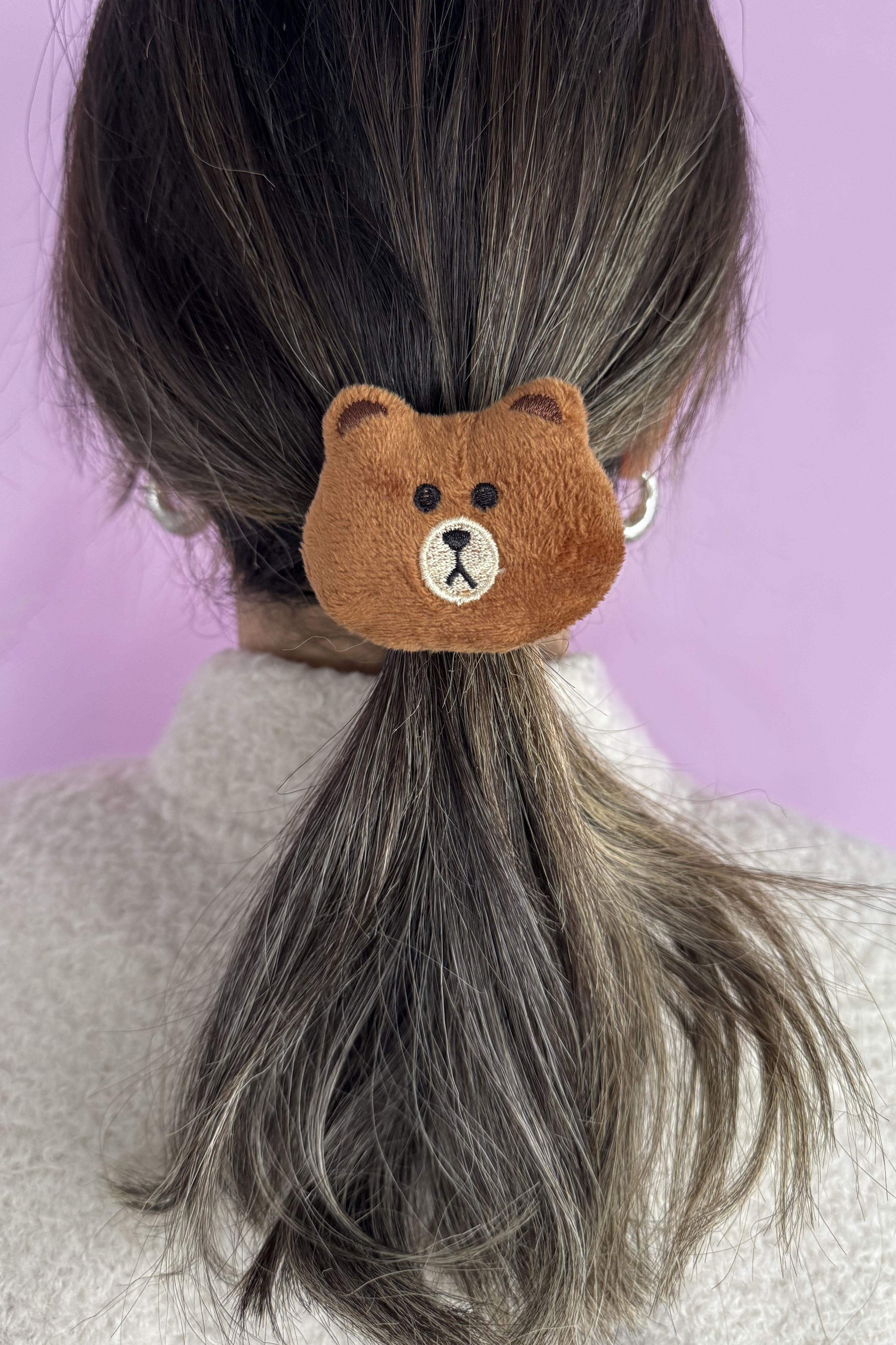Kahverengi Ayıcık Figürlü Peluş Simit Toka