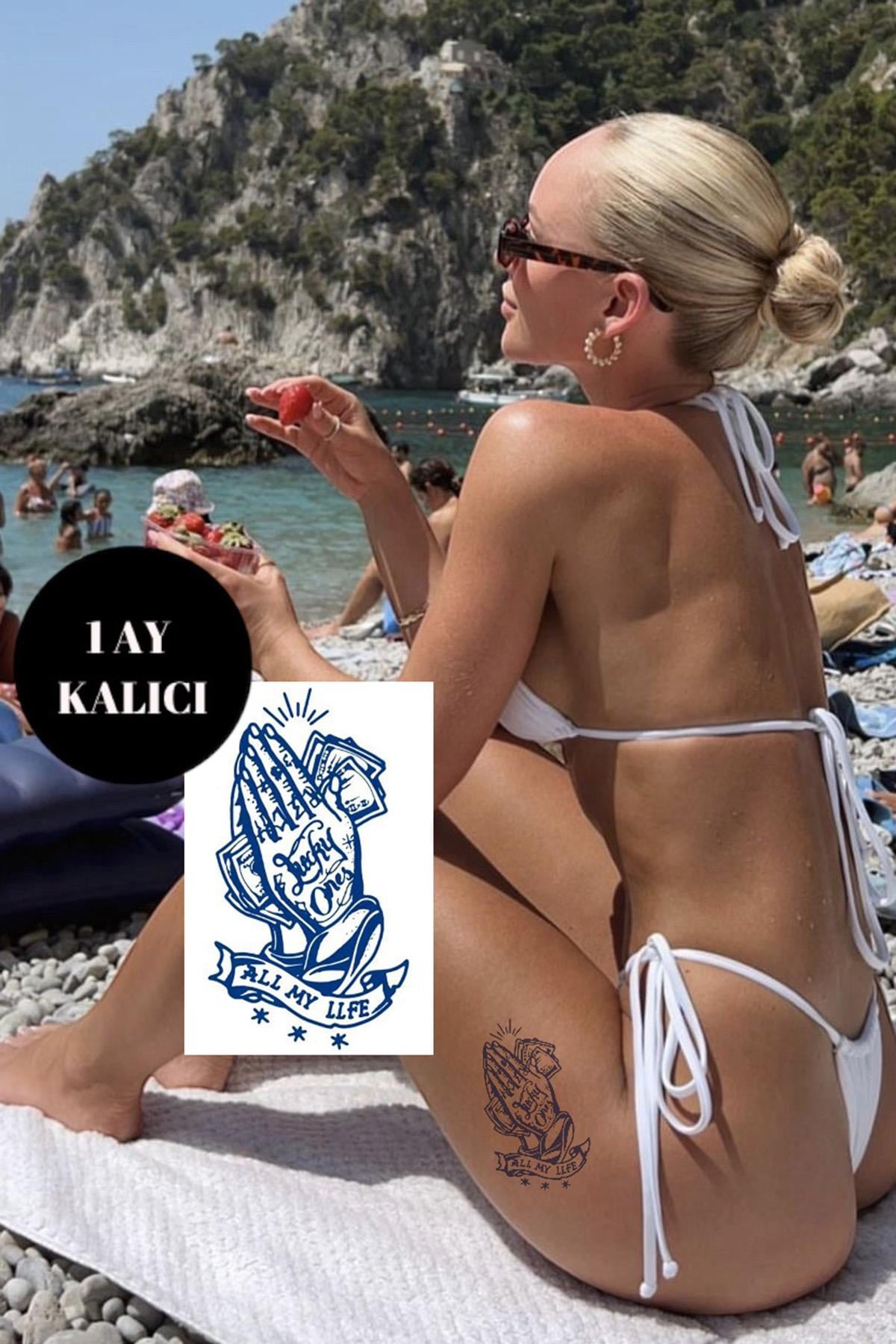 Karışık Figürlü 12 Saat Sonra Kararan Geçici Dövme Tattoo