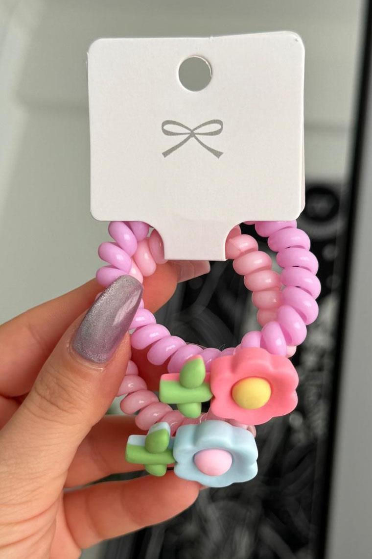 Karışık Renk 2'li Lale Detaylı Helezon Toka 