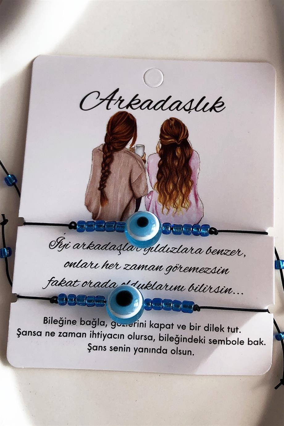 Karışık Renk Boncuk Detaylı Arkadaşlık Bilekliği (Çift)