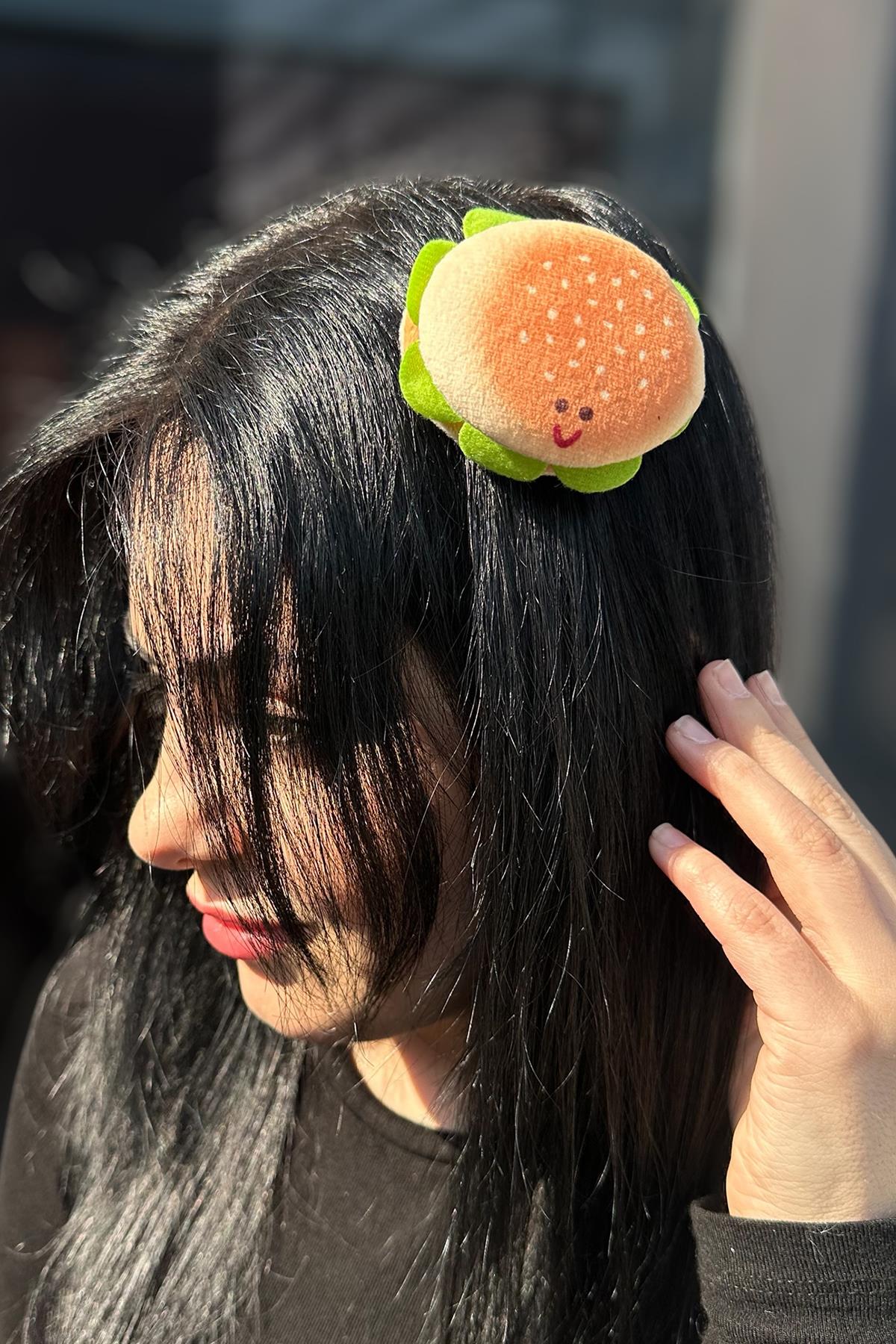 Karışık Renk Hamburger Figürlü Yan Toka