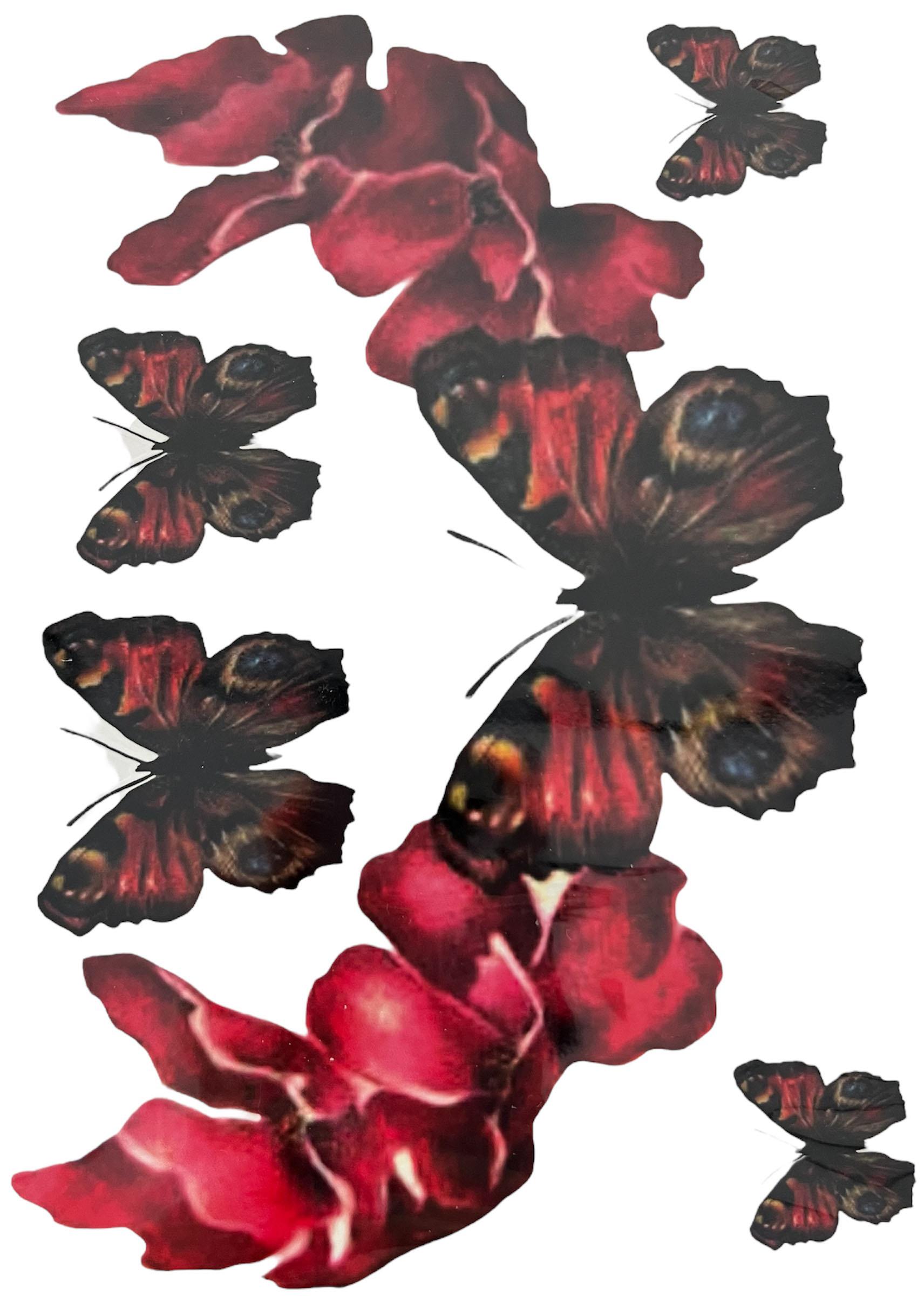 Karışık Renk Kelebek Figürlü Dövme Tattoo