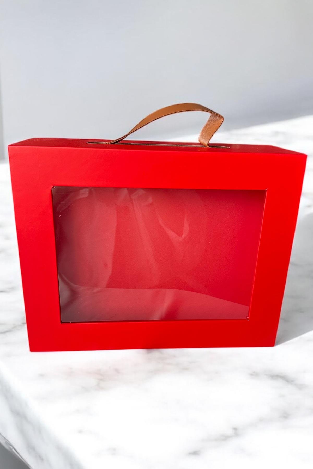 Kırmızı Renk Çanta Detaylı Çekmeceli Hediye Kutusu