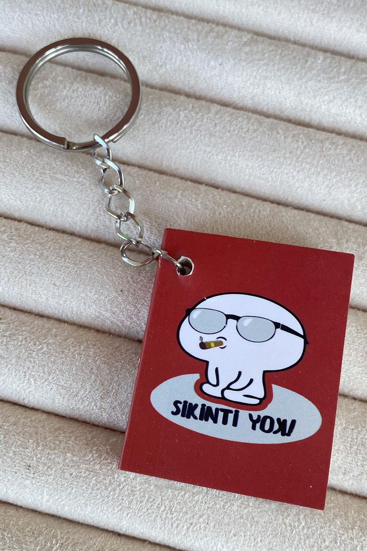 Kırmızı Renk Sıkıntı Yok Yazılı Defter Anahtarlık