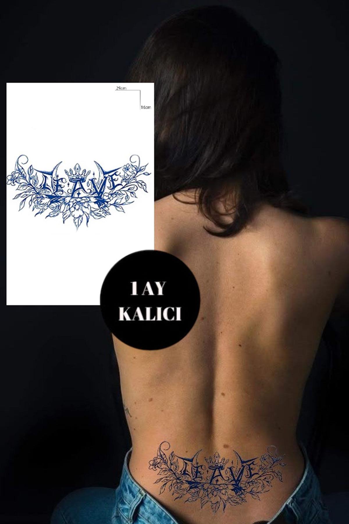 Kral Taç Figürlü Leave Yazılı 12 Saat Sonra Kararan Geçici Dövme Tattoo