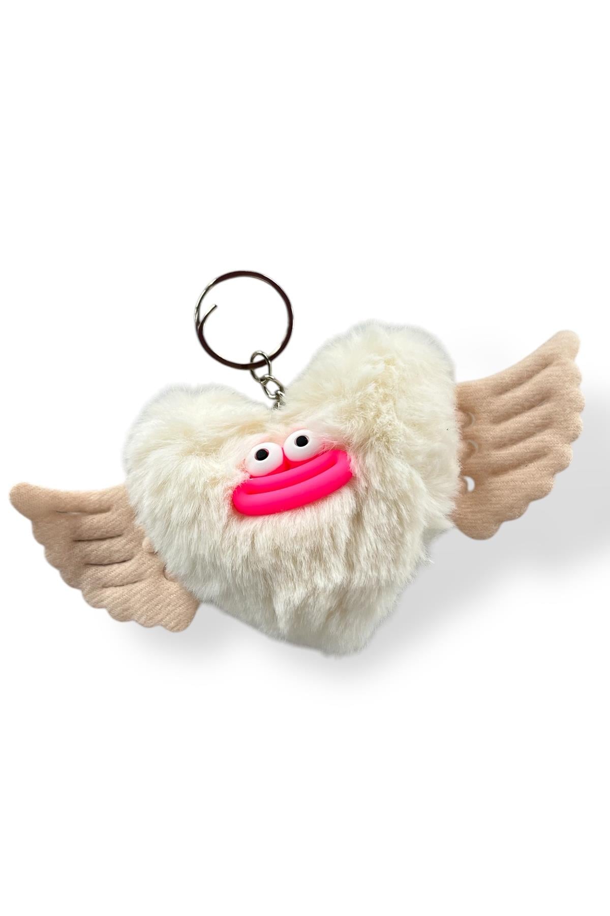 Krem Renk Canavar Figürlü Peluş Anahtarlık