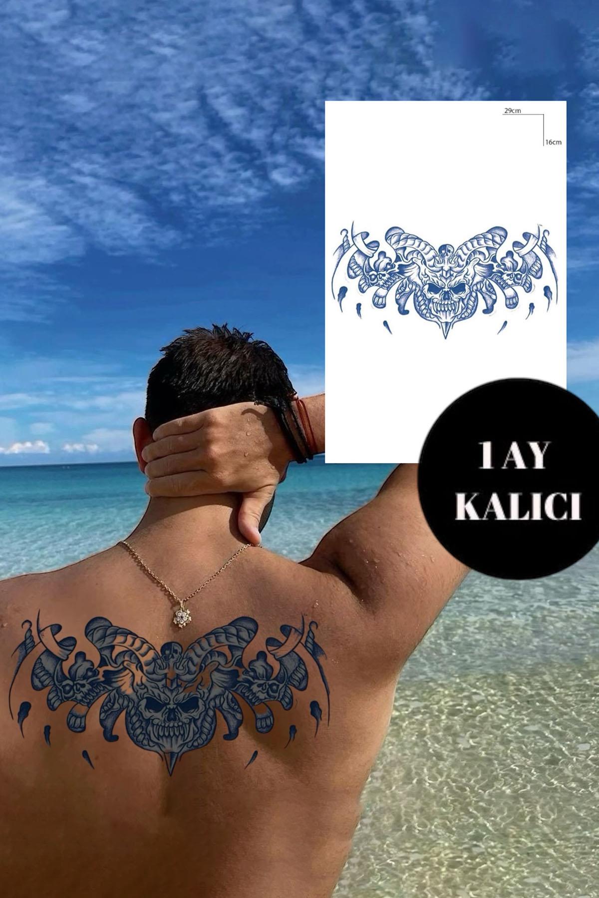 Kurukafa Figürlü 12 Saat Sonra Kararan Geçici Dövme Tattoo