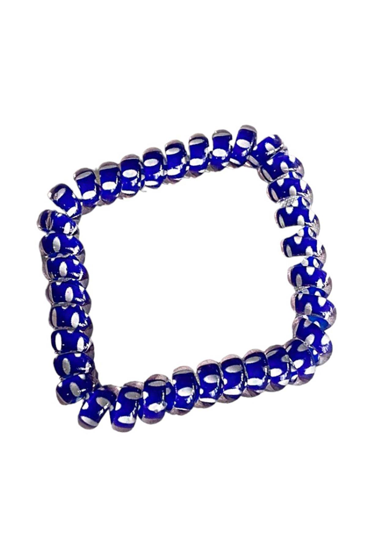 Lacivert Renk Puantiyeli Helezon Lastik Toka