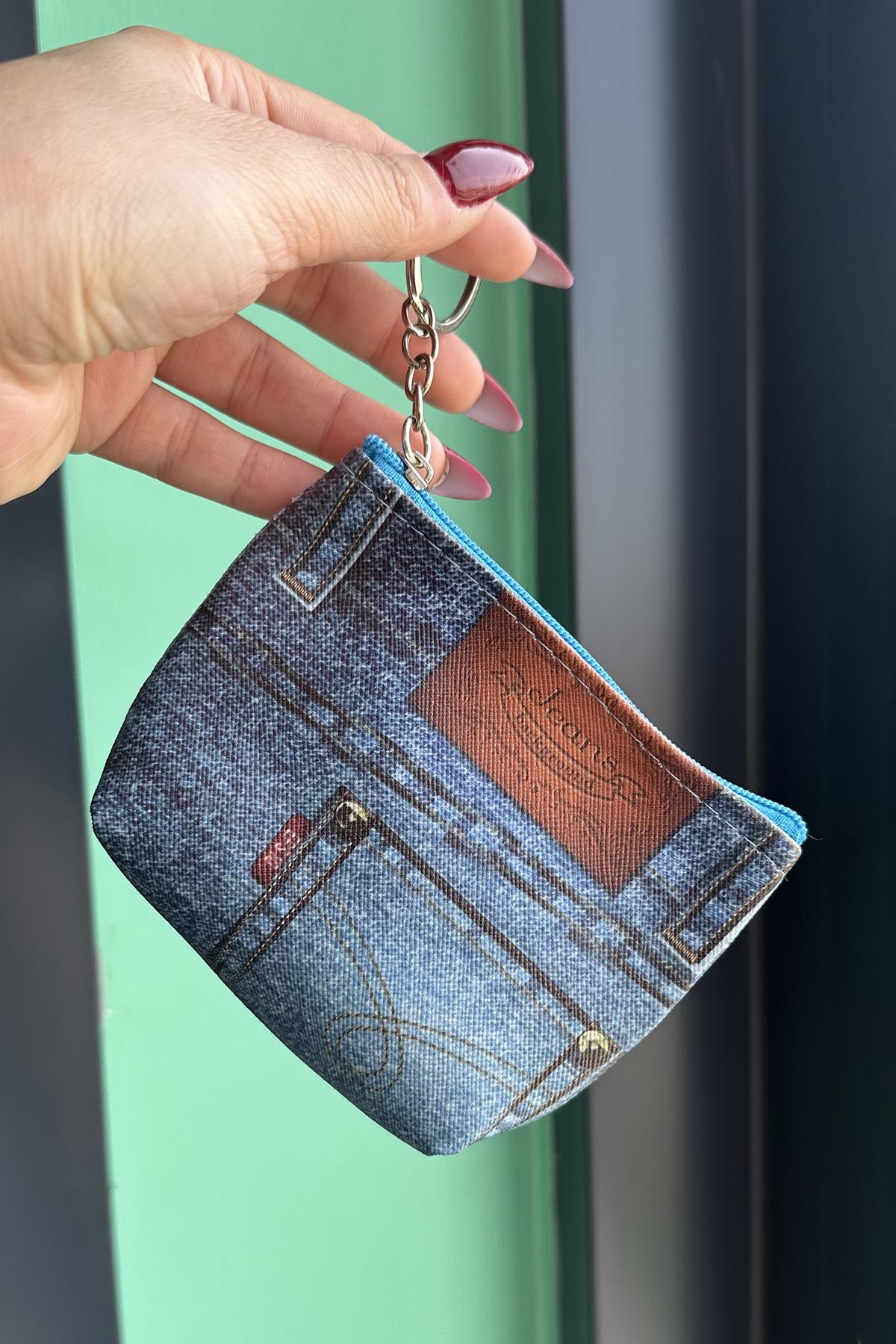 Mavi Renk Cep Figürlü Cüzdan Anahtarlık