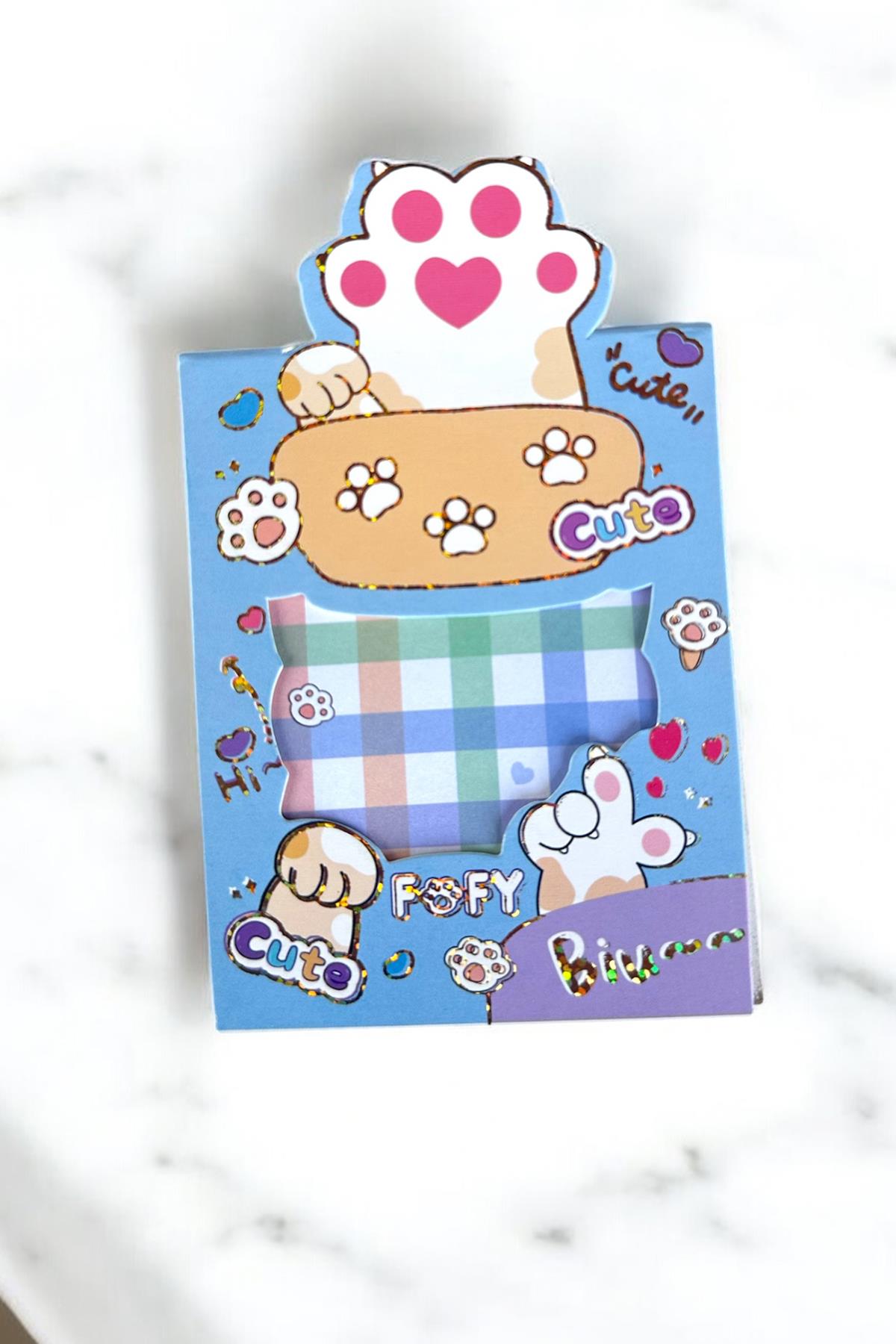 Mavi Renk Pati Figürlü Yapışkanlı Not Kağıdı