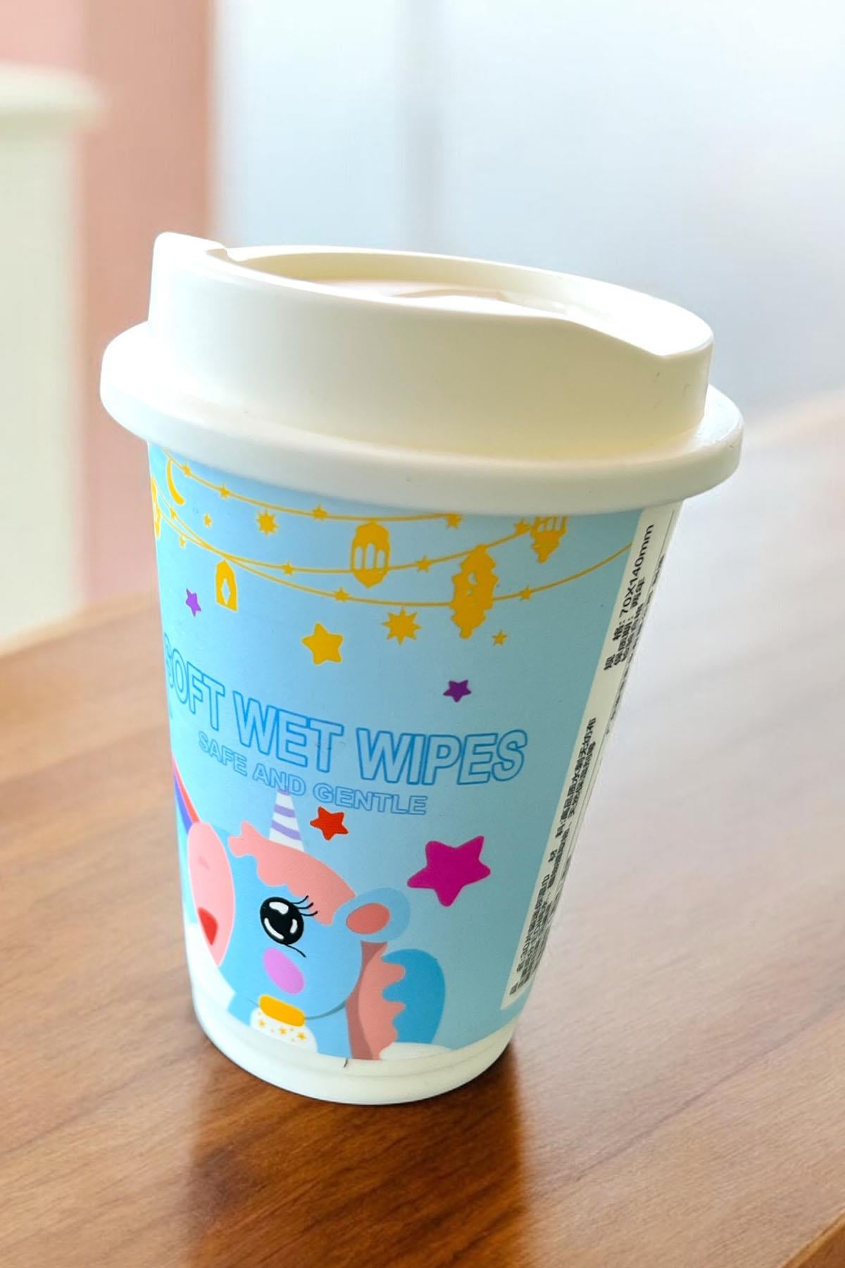 Mavi Renk Unicorn Figürlü Anahtarlık Detaylı Kutulu Islak Mendil