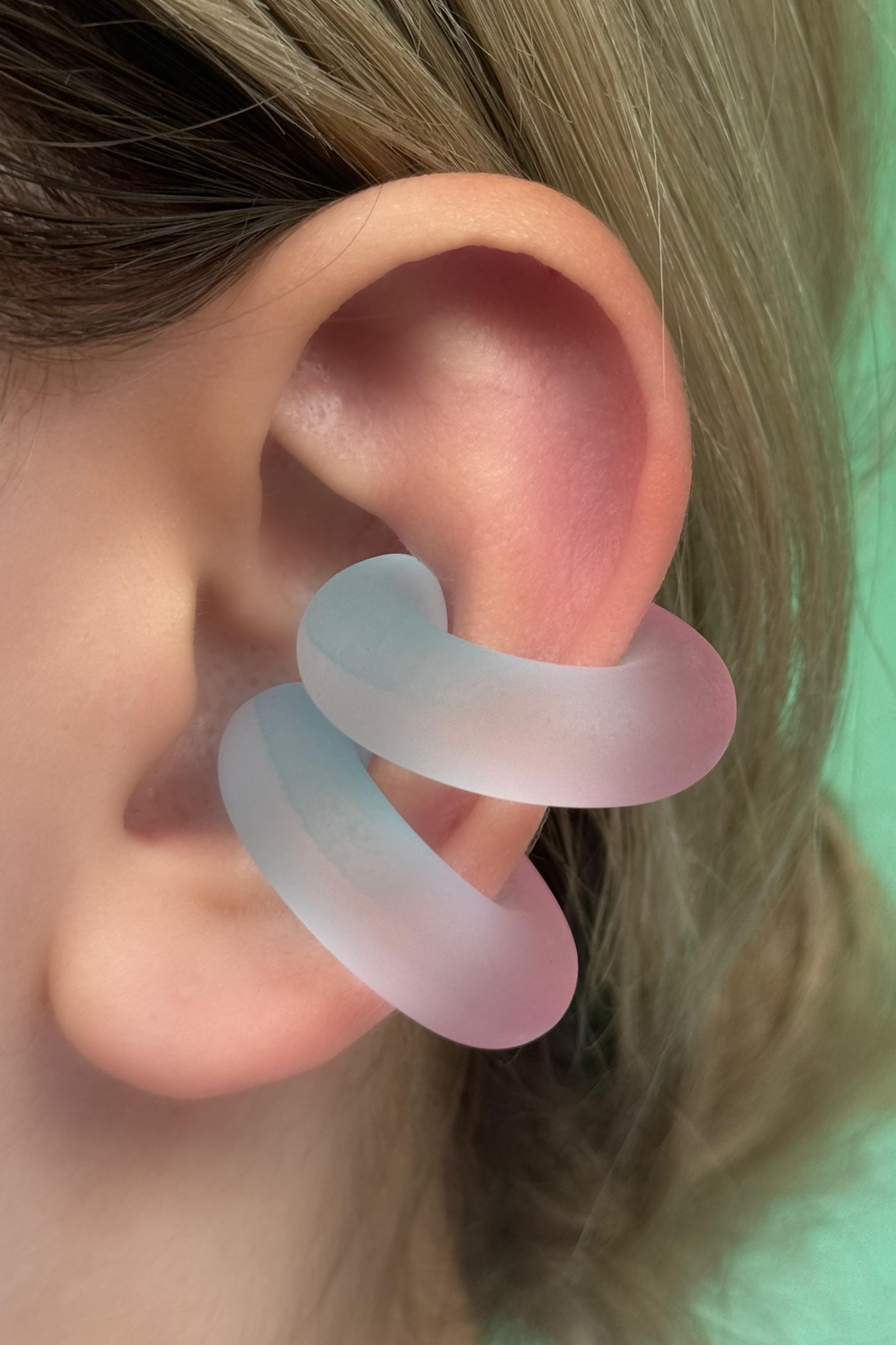 Mavi Ve Pembe Renk Ear Cuff Küpe (Çift)