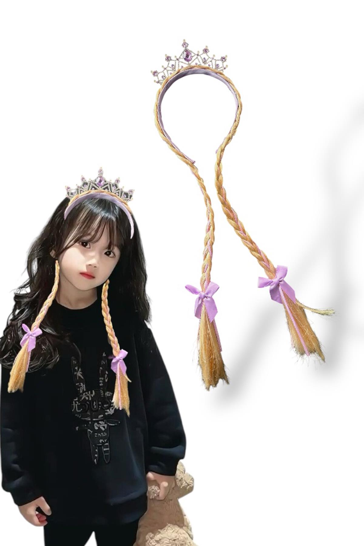 Mor Renk Örgü Saç Detaylı Taç