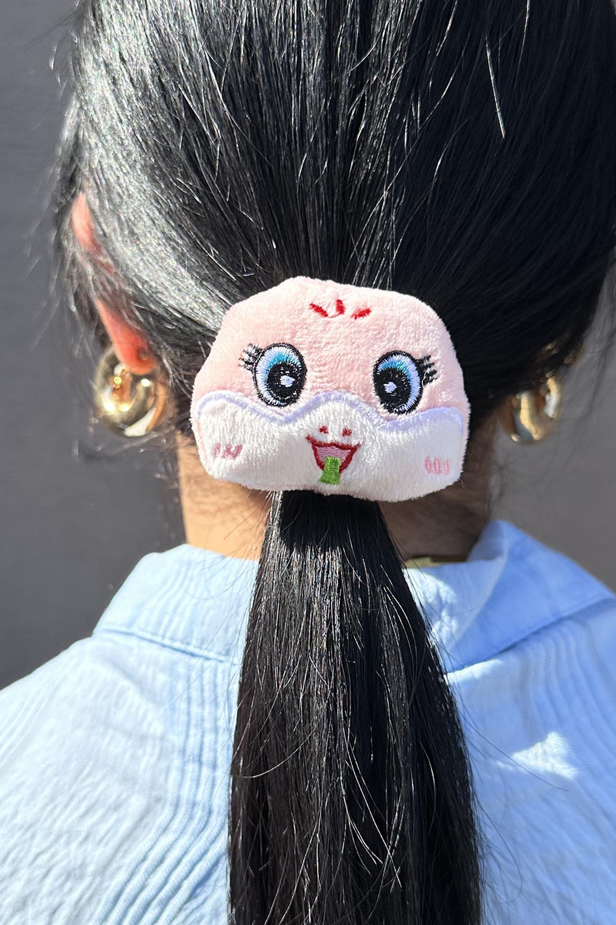 Pembe Renk Ayıcık Figürlü Peluş Simit Toka