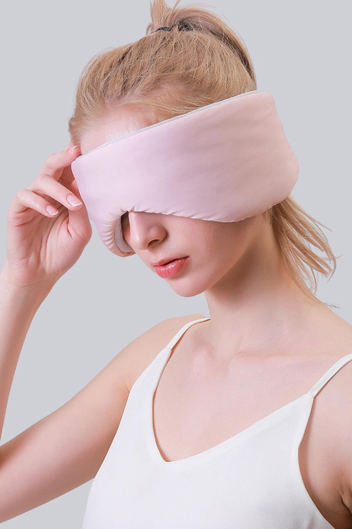 Pembe Ve Gri Renk Çıtçıtlı Uyku Bandı