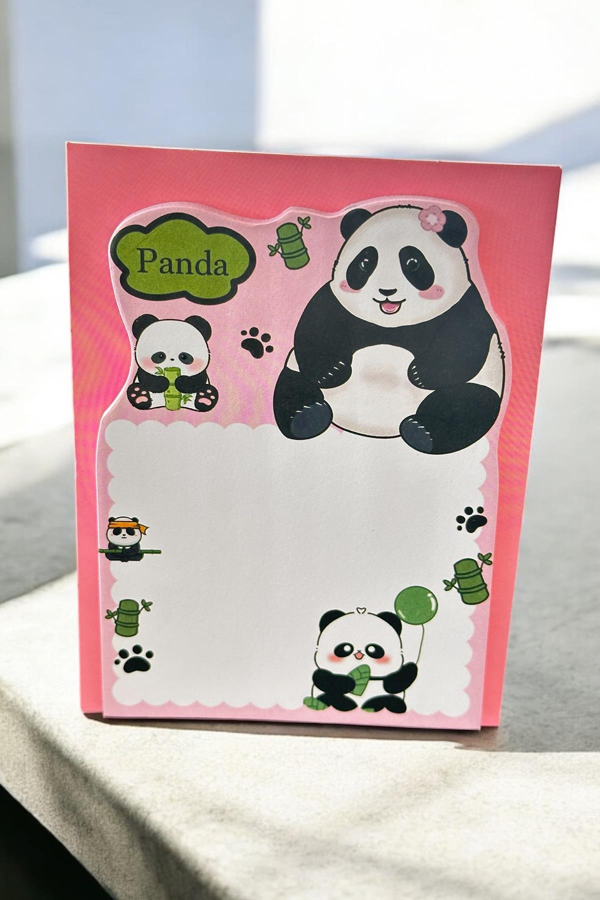 Pembe Renk Panda Figürlü Yapışkanlı Not Kağıdı