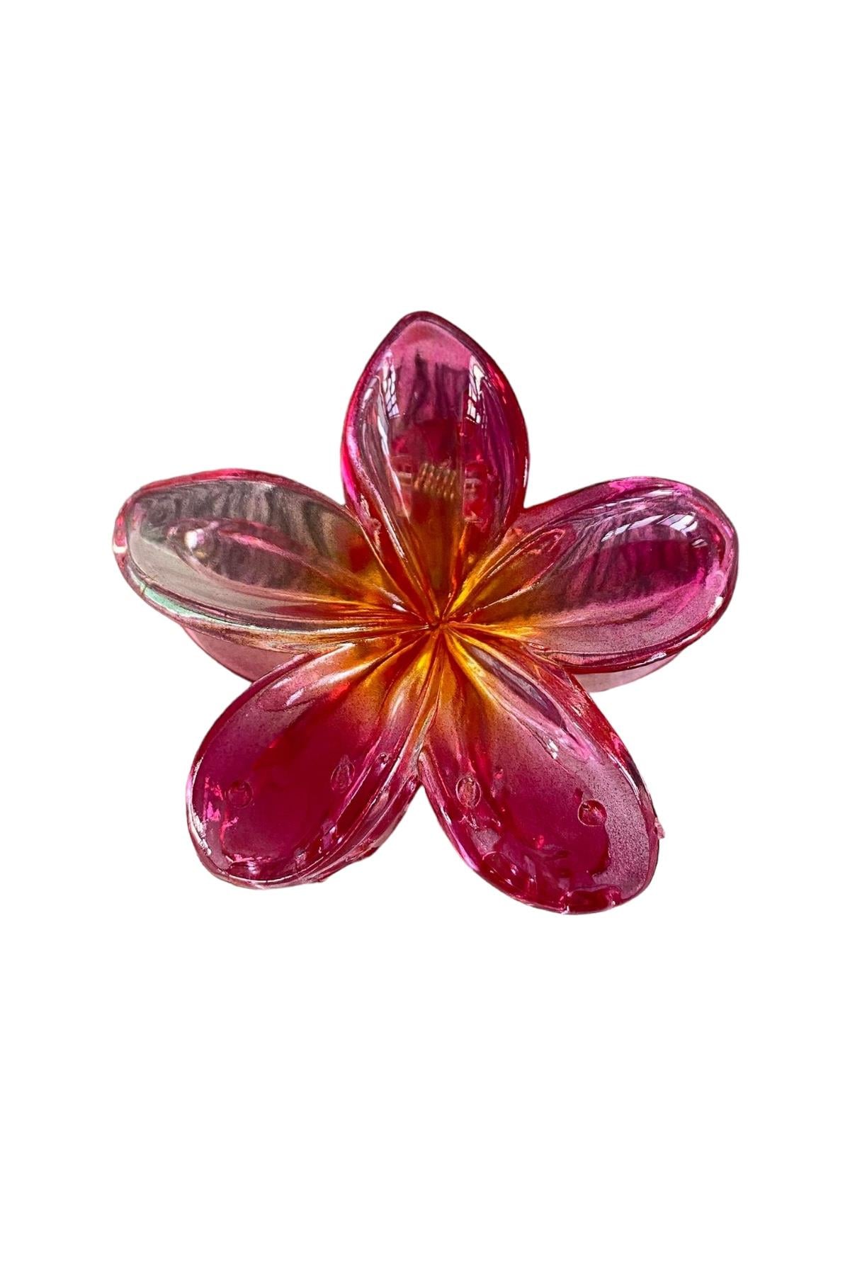 Pembe Renk Şeffaf Lotus Çiçek Mandal Toka