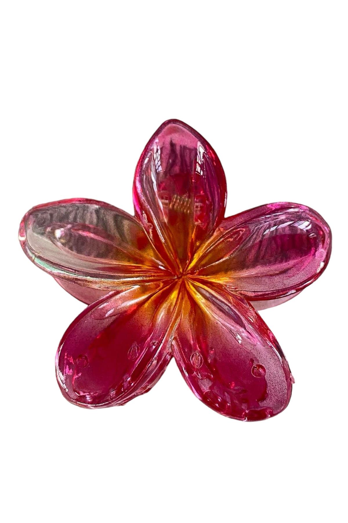 Pembe Renk Şeffaf Lotus Çiçek Mandal Toka