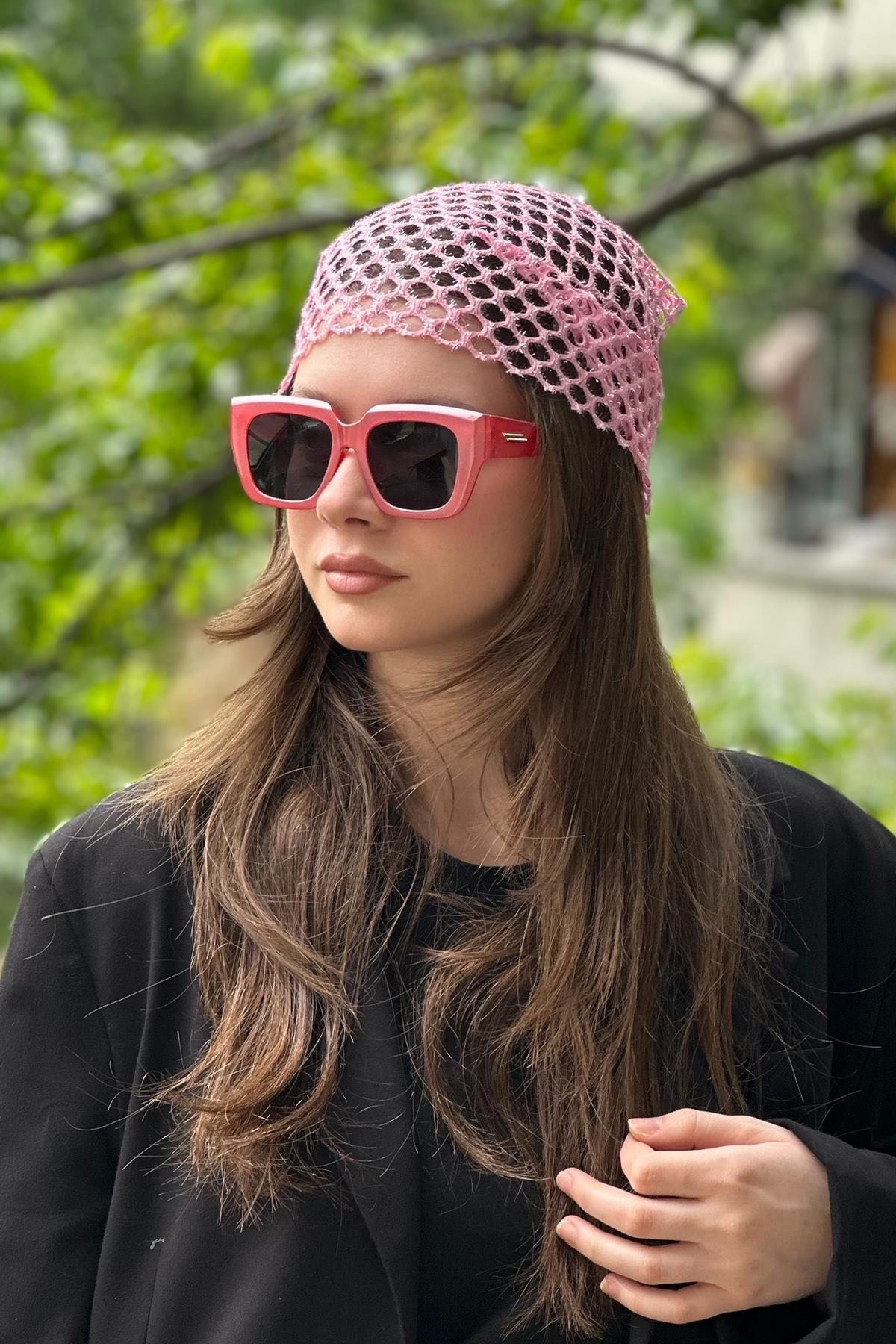 Pembe Renk Simli Fular