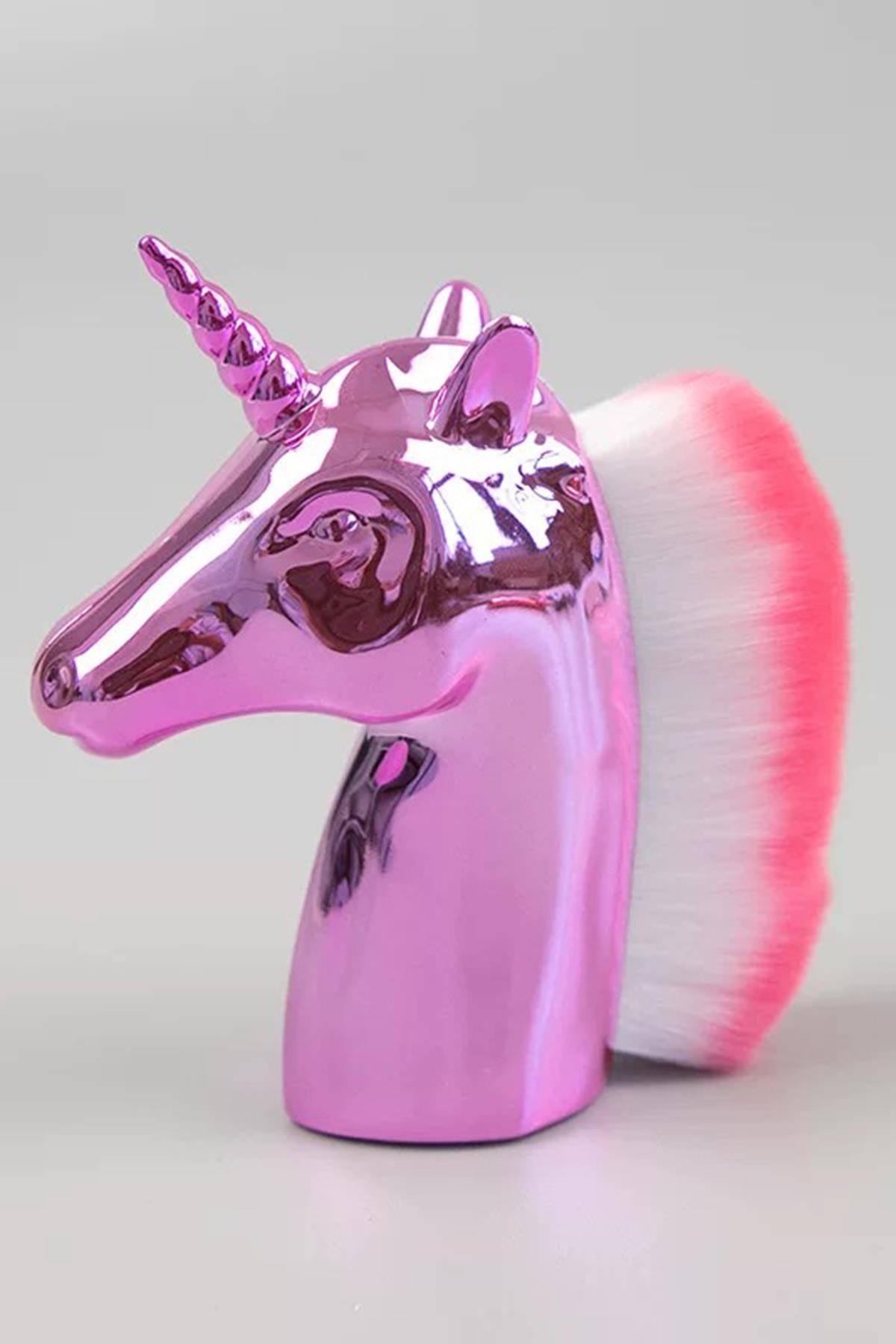 Pembe Renk Unicorn Figürlü Allık/Makyaj Fırçası