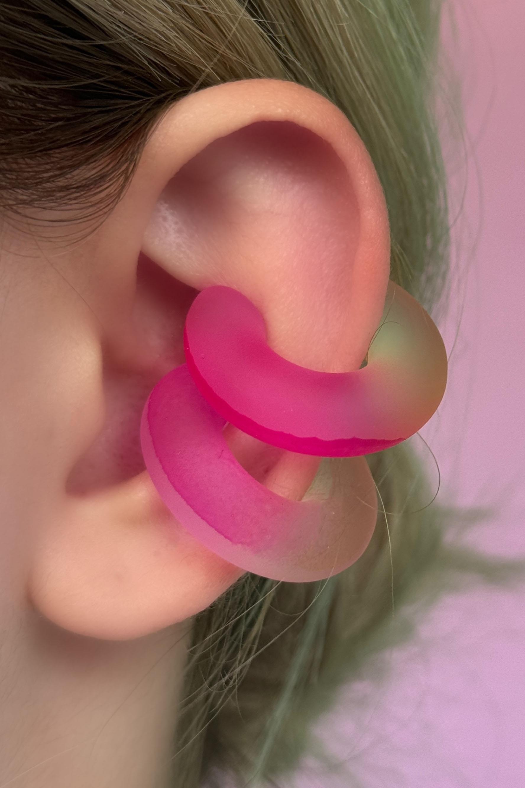 Sarı Ve Pembe Renk Ear Cuff Küpe (Çift)