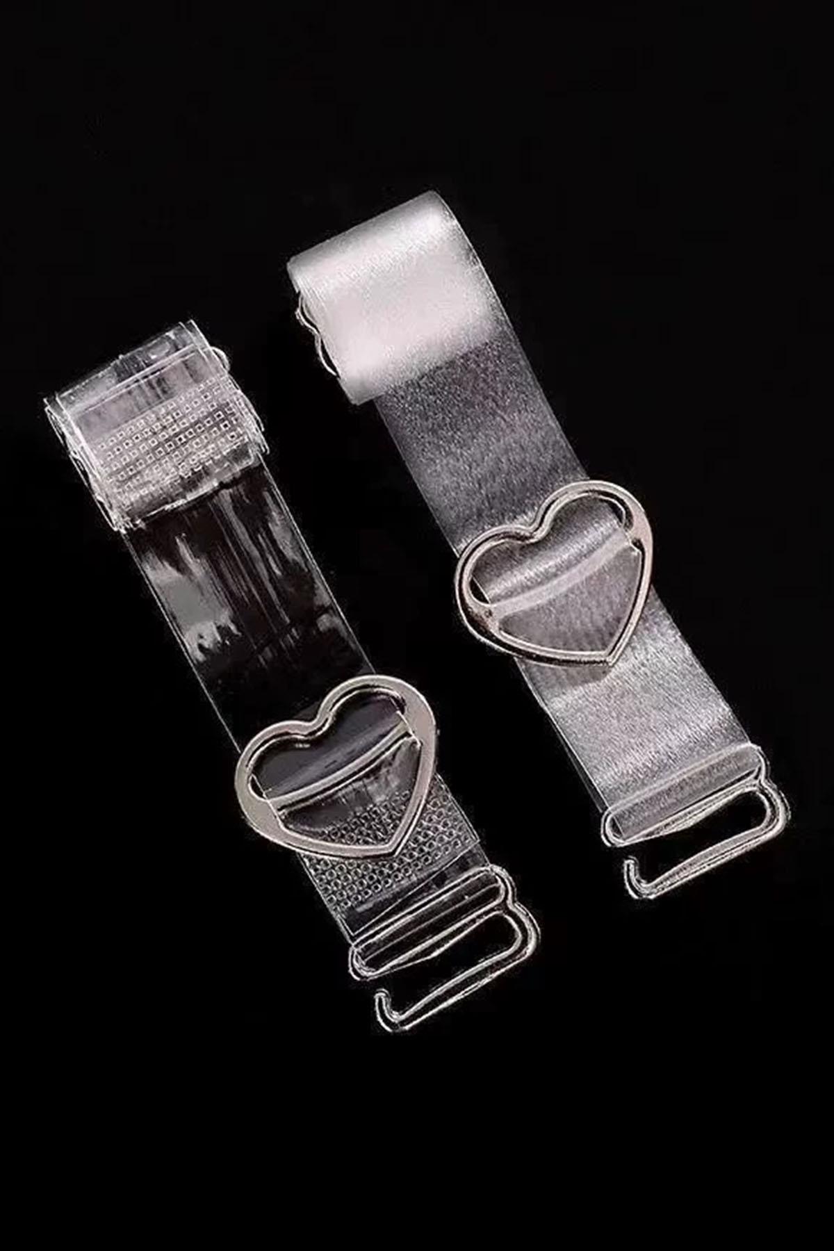 Şeffaf Kalp Detaylı Ayarlanabilir Sütyen Askısı