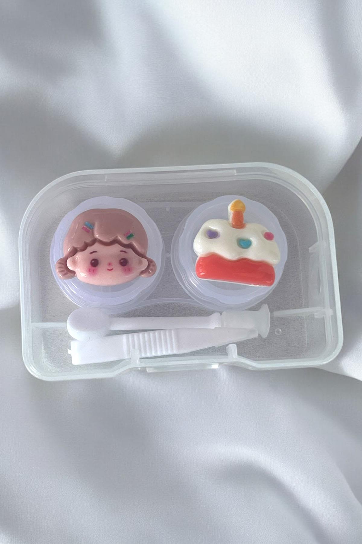 Şeffaf Renk Karışık Figürlü Lens Saklama Kutusu