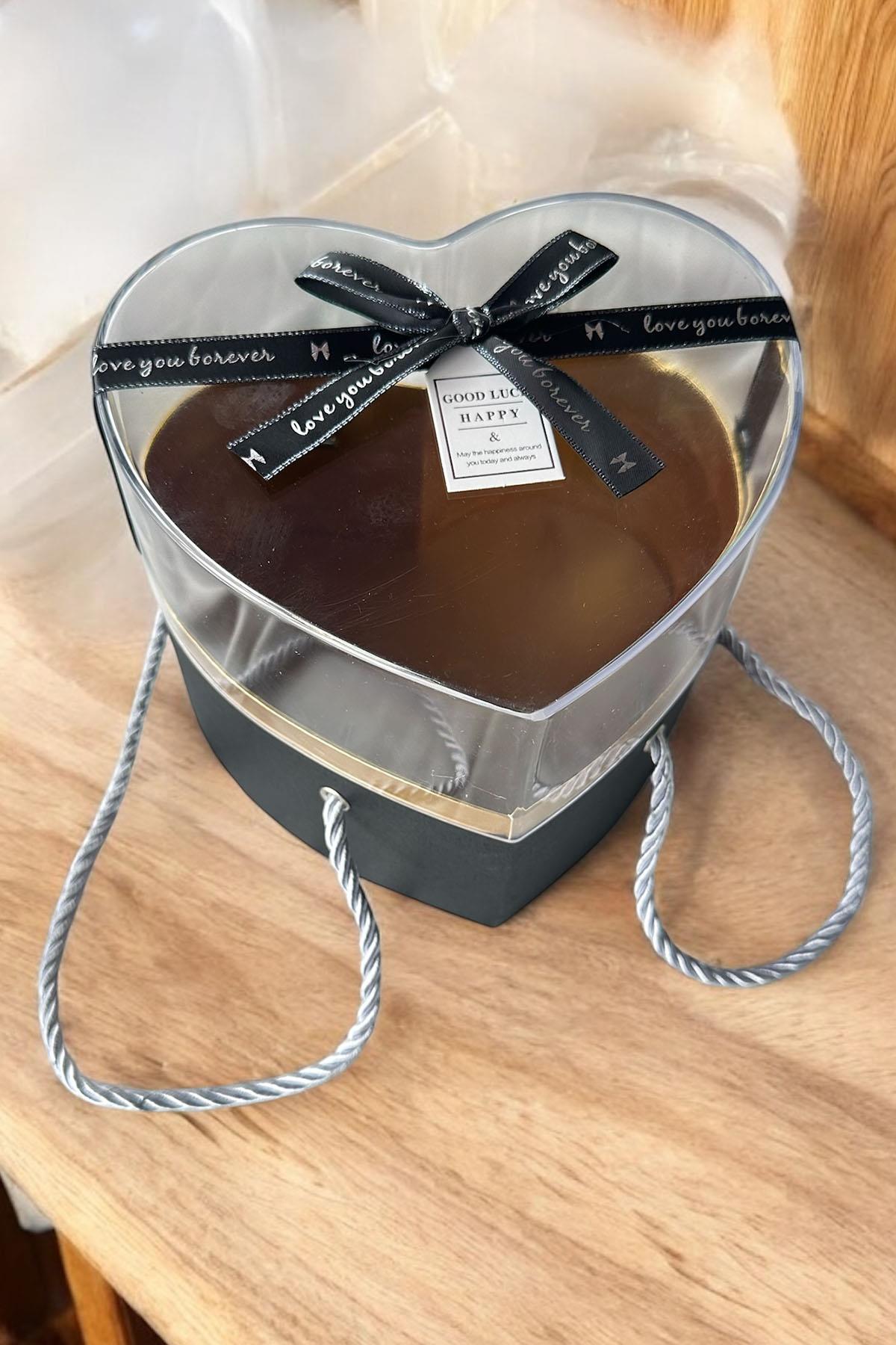 Siyah Renk Kalp Figürlü Hediye Kutusu