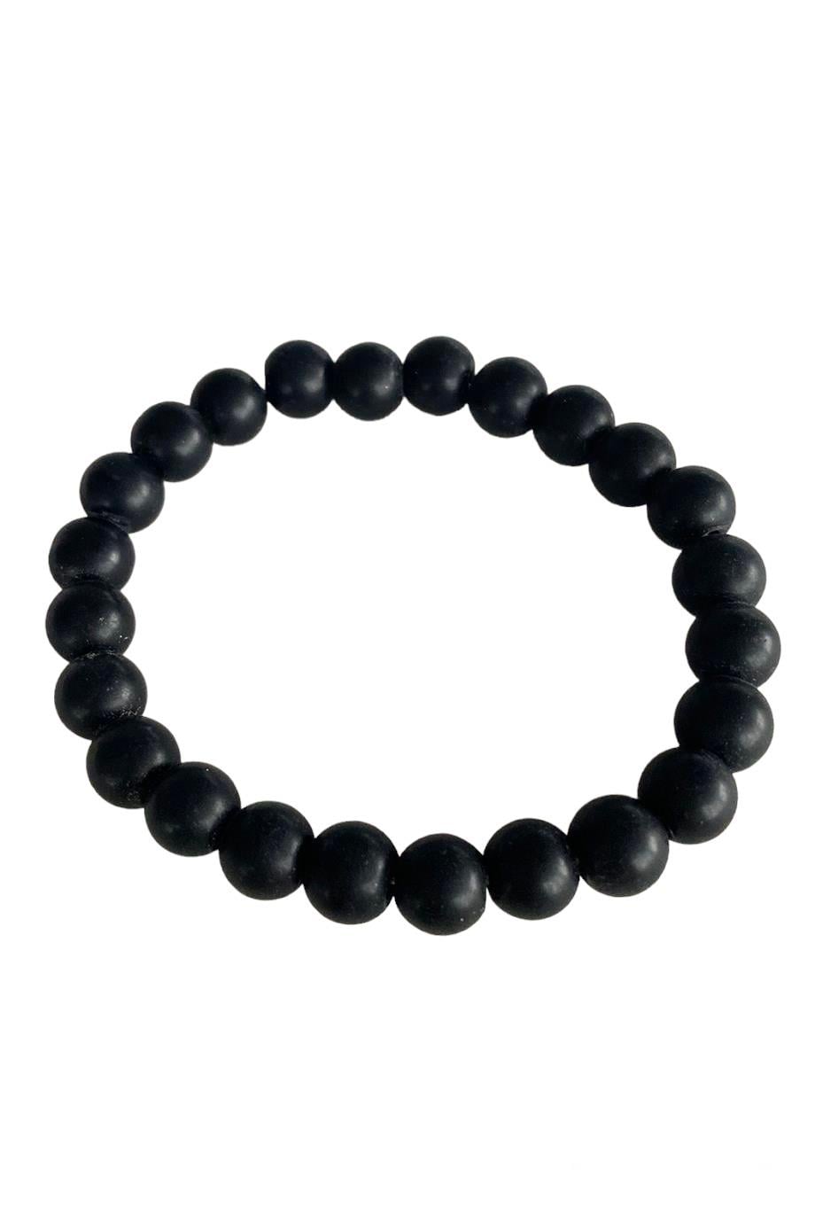 Siyah Renk Mat Boncuklu Erkek Bileklik