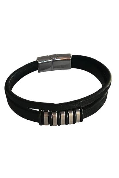 Siyah Renk Metal Detaylı Çelik Bileklik 