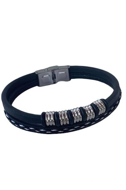 Siyah Renk Metal Detaylı Çelik Bileklik 