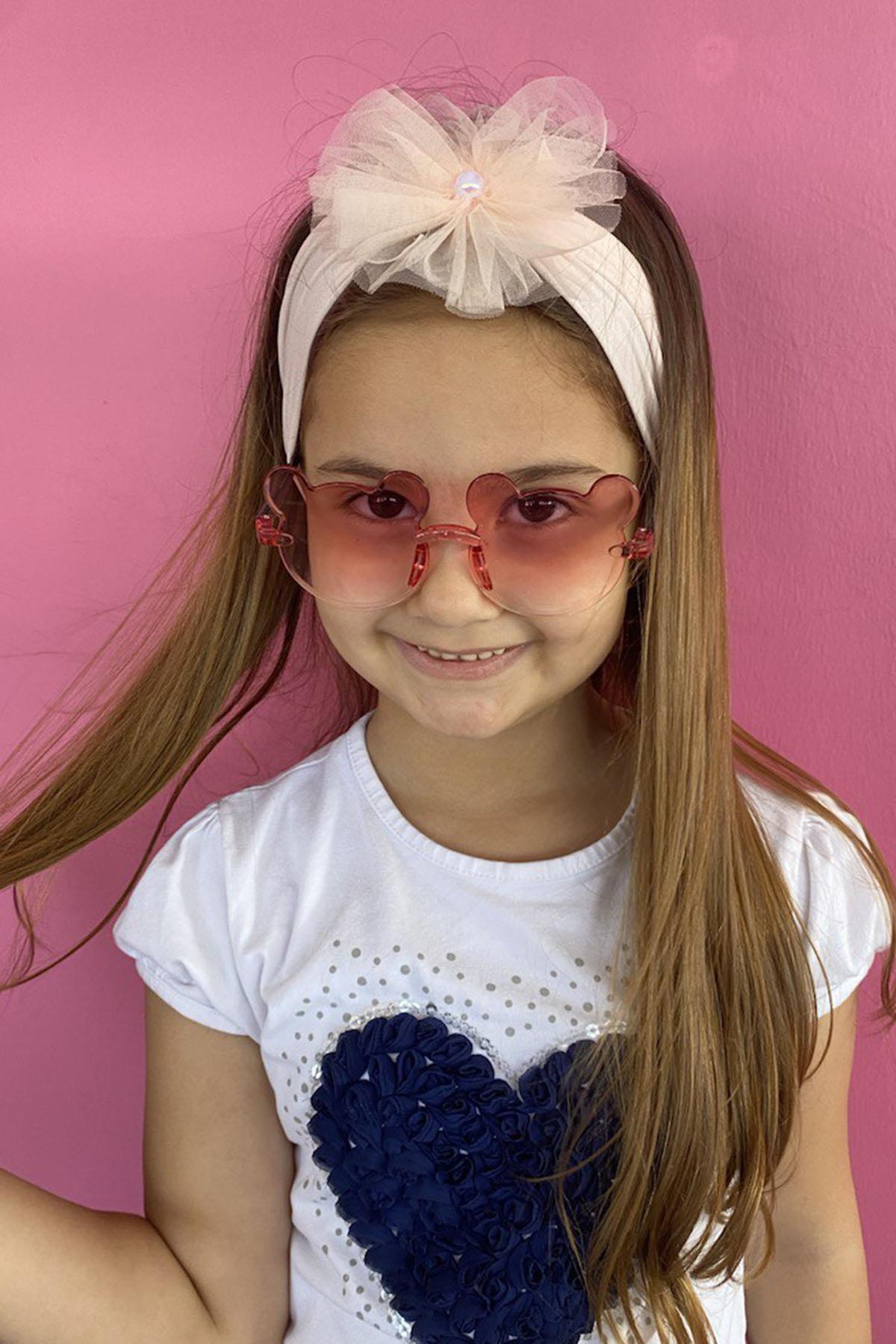 Somon Renk Çocuk Gözlük Ve Bandana Set