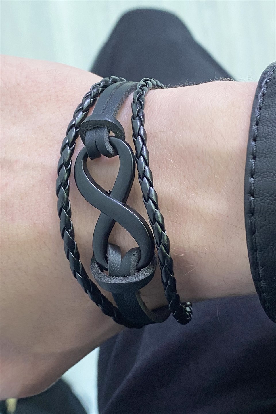 Mens Infinity Symbol Leather Bracelet  Hurleyburley