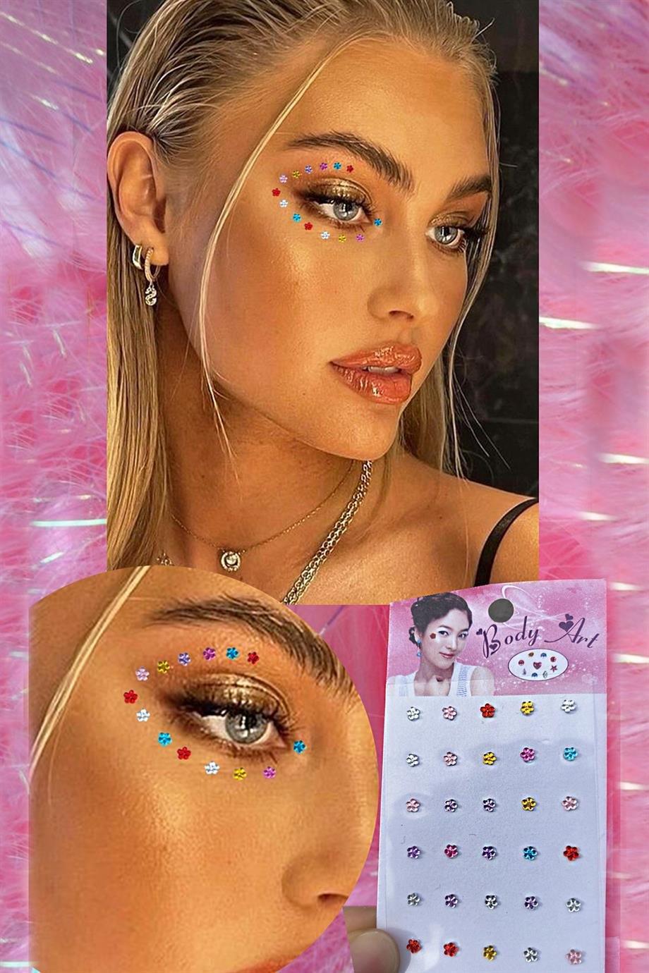 Vücut Ve Yüz Taşı/ Çiçek Figürlü Sticker