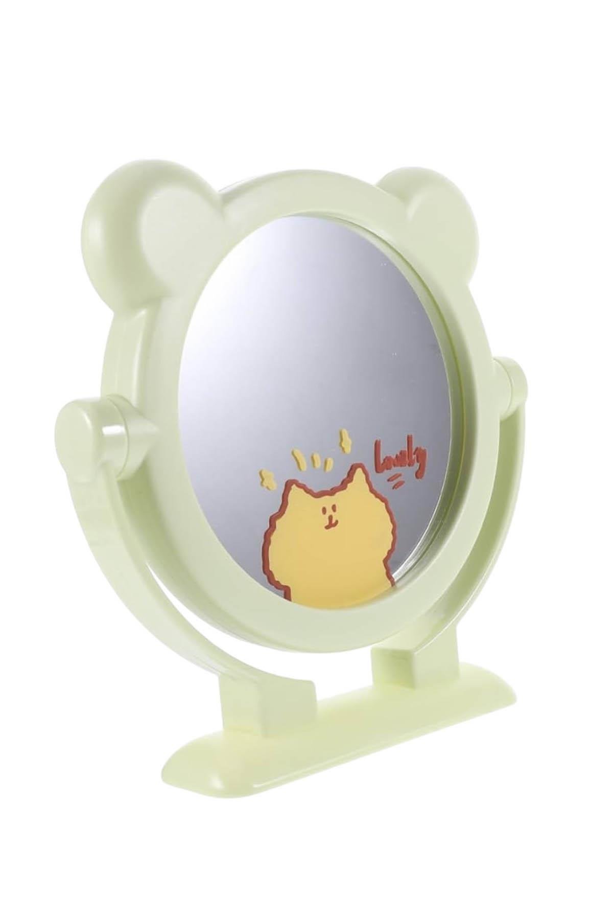 Yeşil Renk Ayıcık Figürlü Masa Aynası