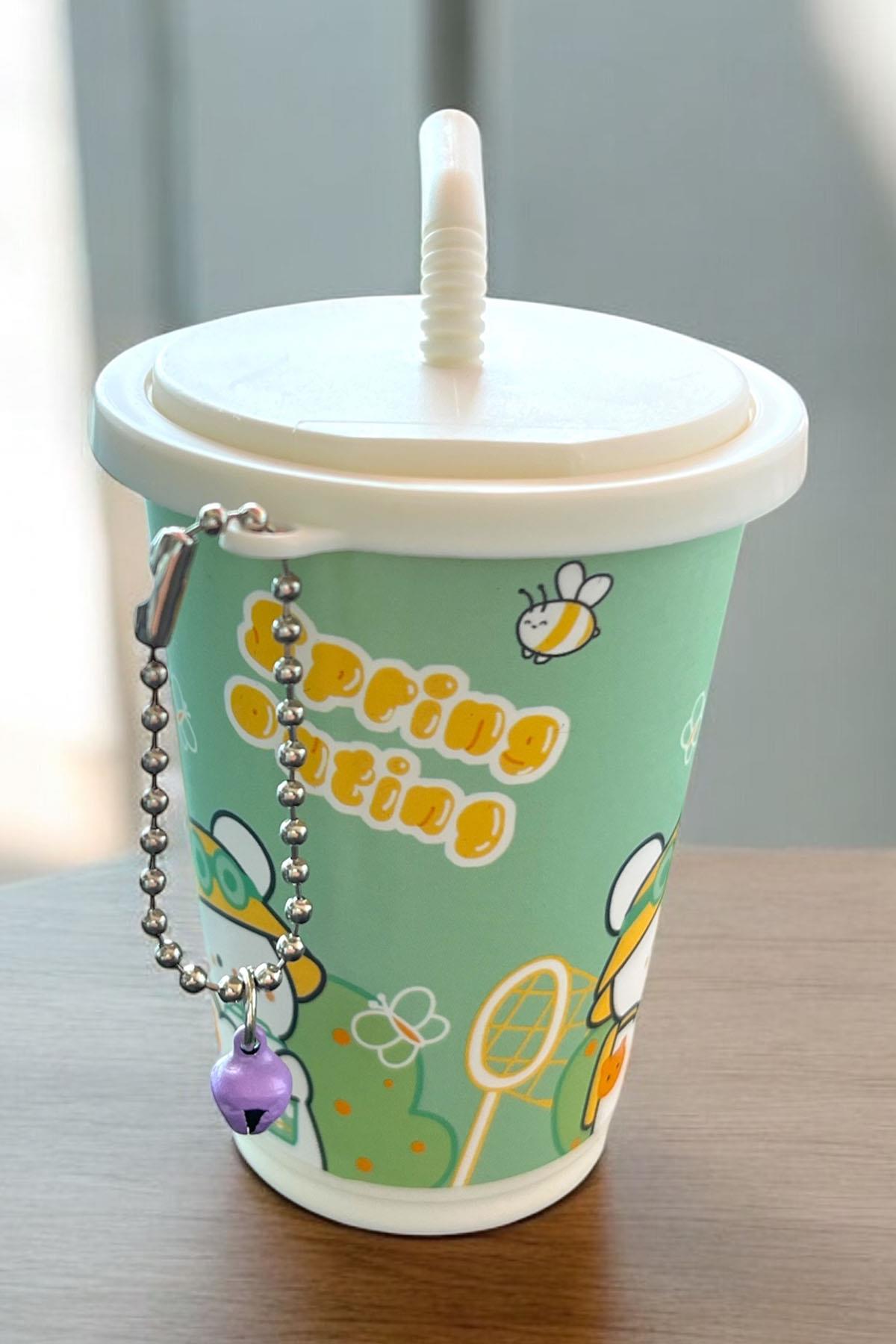 Yeşil Renk Milkshake Figürlü Anahtarlık Detaylı Kutulu Islak Mendil