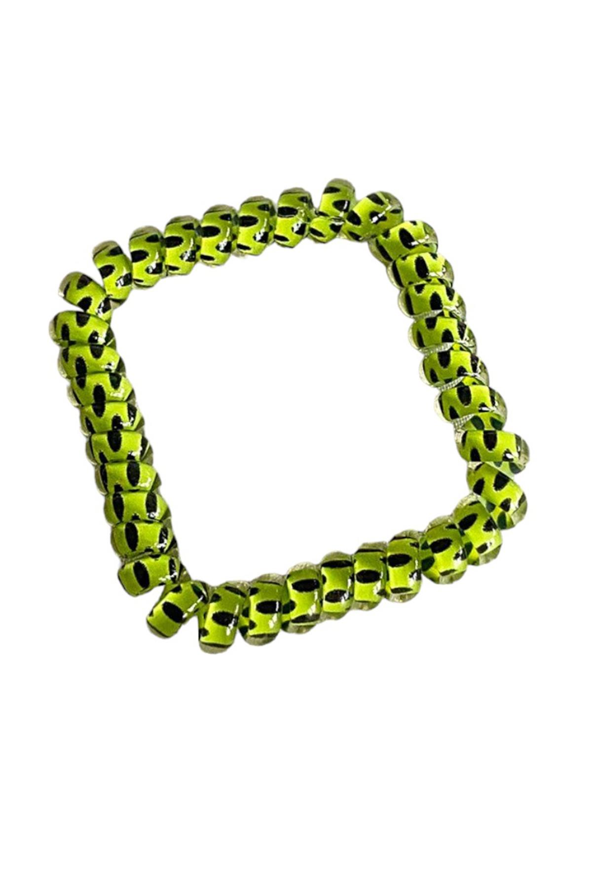 Yeşil Renk Puantiyeli Helezon Lastik Toka