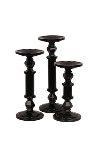 3 BOY CAM ŞAMDAN MUMLUK- SİYAH RENK