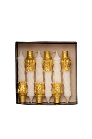 OSMANLI ŞAMDAN MUMU- BEYAZ- ALTIN RENGİ- PAKET