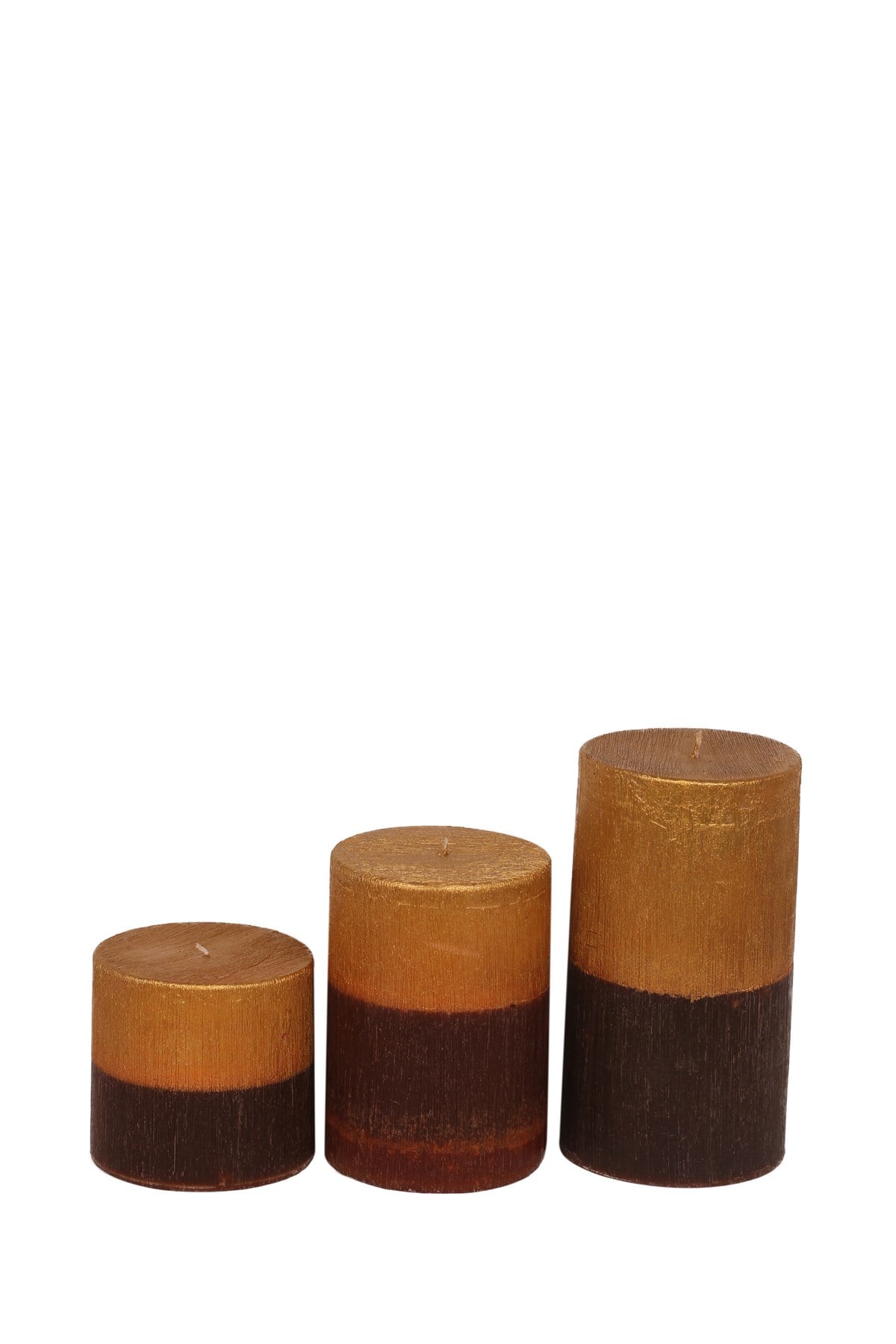 10 CM SİLİNDİR ALTIN- KAHVE RENK MUMLAR