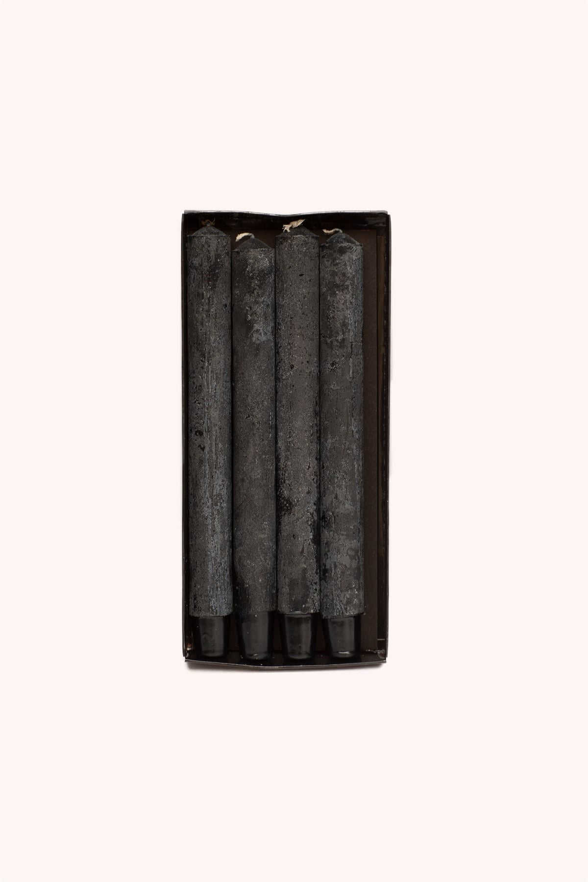 25 CM DÜZ ŞAMDAN MUMU- ESKİTME SİYAH RENK - 6' LI PAKET