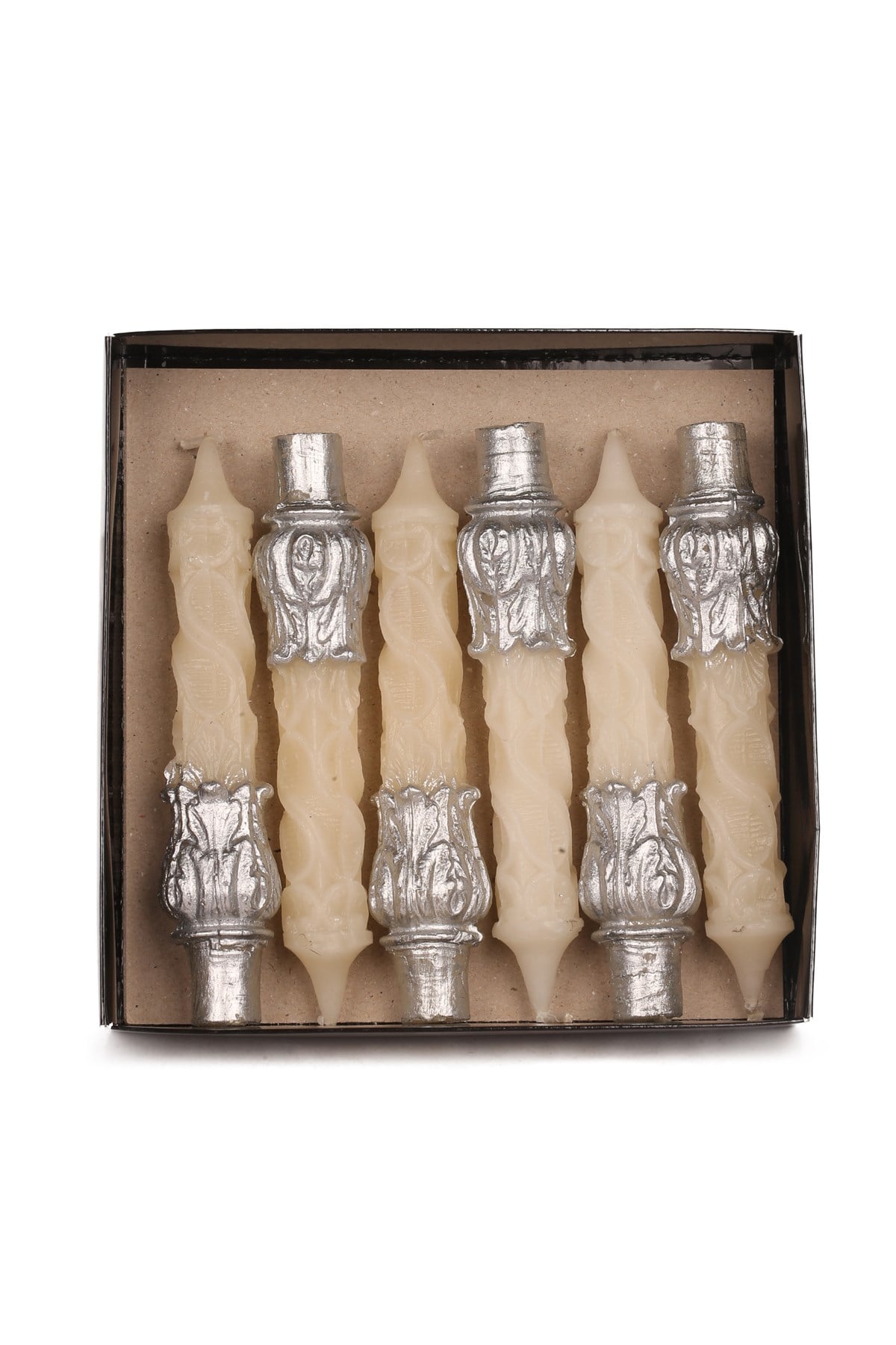 OSMANLI ŞAMDAN MUMU- BEYAZ- GÜMÜŞ RENGİ- PAKET